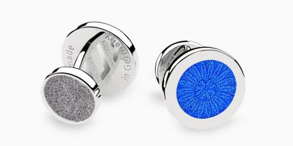Deumer-Manschettenknopf-Emaille-Blau-Anthraziz-Silber